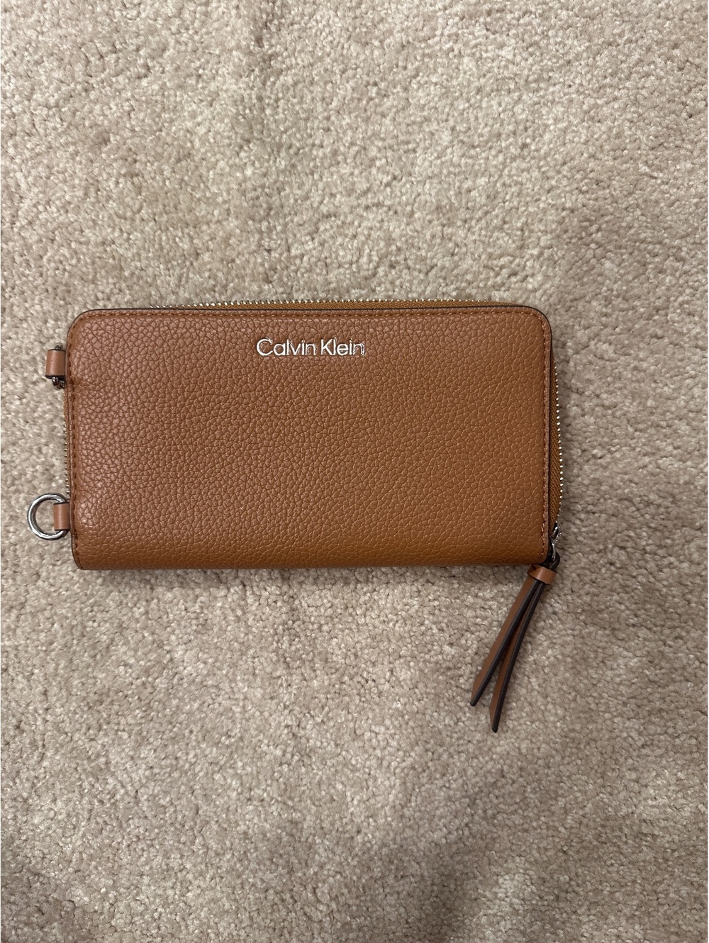 (4)Calvin Klein Brown Leather Zip-Around Wallet